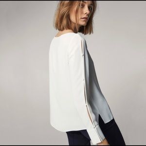 Solid White Long Sleeve Blouse Elegant